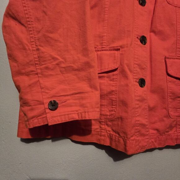 Talbots 100% Cotton Jacket Womens Plus 1X Orange Fall Autumn Pockets Classic EUC - Picture 2 of 12